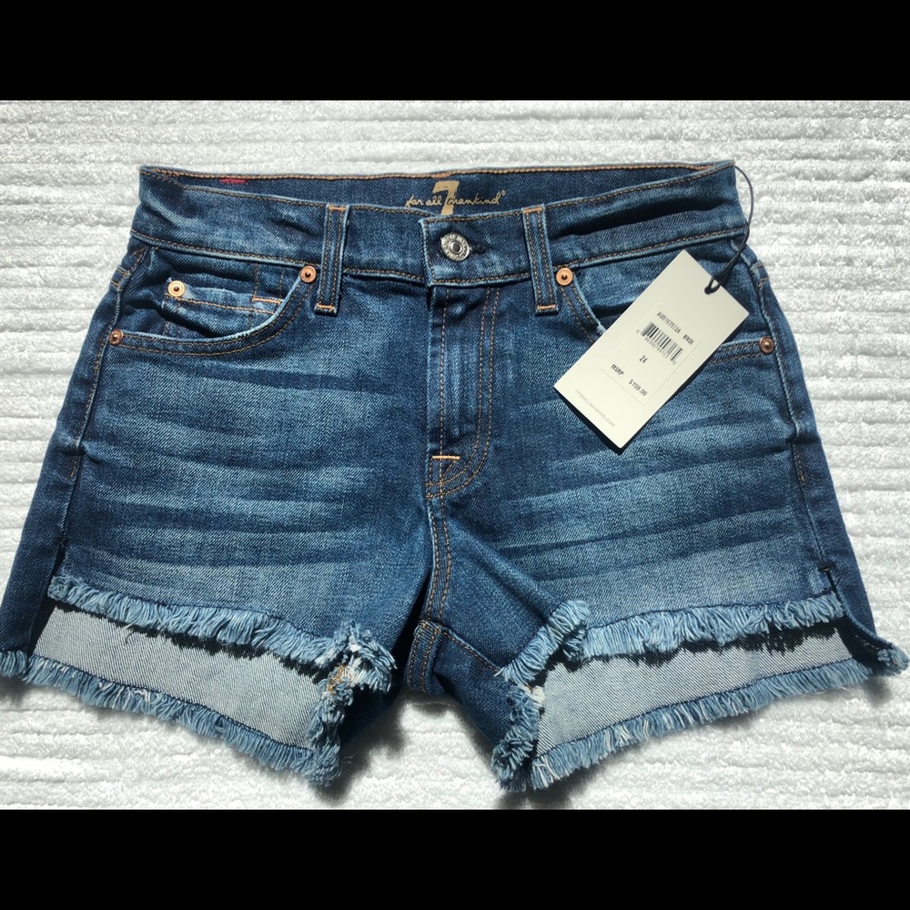 7 For All Mankind Frayed Denim Shorts